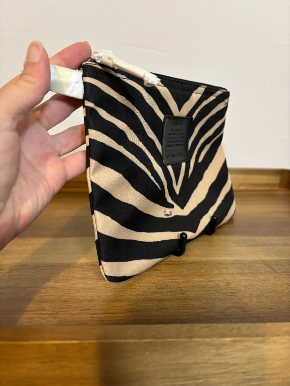 Coach Zebra Print Nylon Cosmetic Weekender Bag Pouch